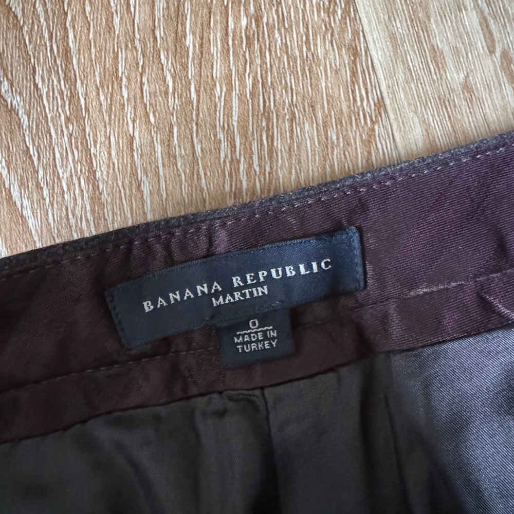 Banana Republic 100% Wool Ultra Low Waisted Gray Pink Check Trousers Size 0 - Picture 2 of 7